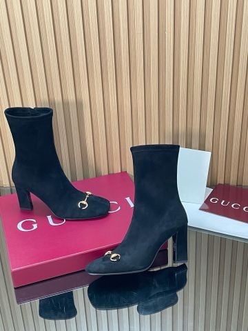 BOOTS CỔ NGẮN NỮ G C SIGNORA PHOM MŨI VUÔNG, KHÓA HORSEBIT, GÓT 8,5 CM