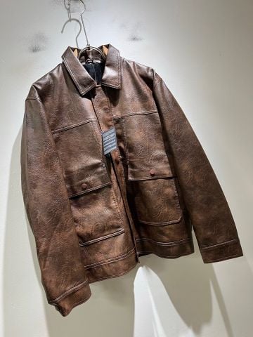 ÁO KHOÁC DA NAM PRD DÁNG CỔ BẺ