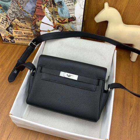 Túi đeo chéo nam nữ Herme*s Kelly Messenger da Togo 25cm