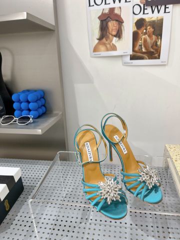 SANDAL CAO GÓT NỮ AQZ* PHA LÊ – LỤA TURQUOISE, GÓT 10.5CM