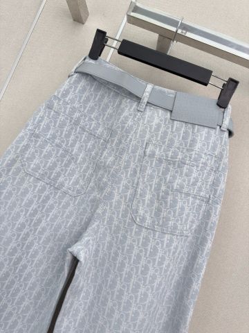 QUẦN JEANS NỮ D R PHOM ỐNG SUÔNG DỆT JACQUARD OBLIQUE KÈM THẮT LƯNG
