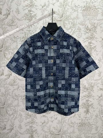 ÁO KHOÁC NGẮN TAY NAM L V PHỐI DAMIER PATCHWORK – DÁNG THẮT EO NỔI BẬT