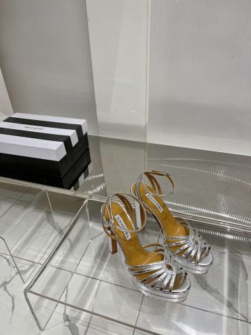 SANDAL CAO GÓT NỮ AQZ* VÂN DA RẮN ÁNH VÀNG – GÓT 13CM, PLATFORM 4CM