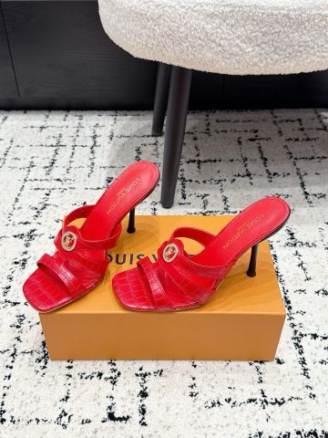 SANDAL CAO GÓT NỮ QUAI CUT-OUT KHÓA TRÒN KIM LOẠI – VÂN CÁ SẤU & DA LỲ
