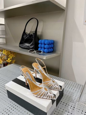 SANDAL CAO GÓT NỮ AQZ* CUT-OUT SLINGBACK 11CM – DA CỪU ÁNH KIM