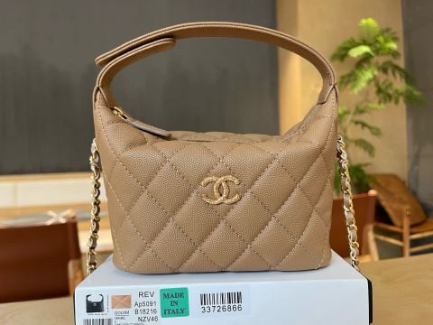 TÚI HỘP MINI NỮ C N PHOM HOBO CHẦN QUẢ TRÁM DA BÊ CAVIAR