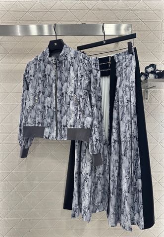 SET ÁO KHOÁC BOMBER + CHÂN VÁY DÀI NỮ L V HỌA TIẾT ĐỘC BẢN