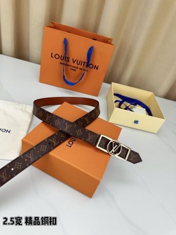 THẮT LƯNG NỮ L V DAUPHINE 25MM 2 MẶT – KHÓA CIRCLE TRONG KHUNG CHỮ NHẬT SANG TRỌNG