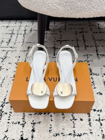 SANDAL NỮ GÓT CAO TREASURE PHOM MŨI VUÔNG – KHÓA TRÒN KIM LOẠI