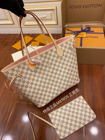 TÚI XÁCH NỮ LV* NEVERFULL MM DAMIER AZUR – 2 PHIÊN BẢN LÓT MÀU HỒNG/BE, CHUẨN CAO CẤP