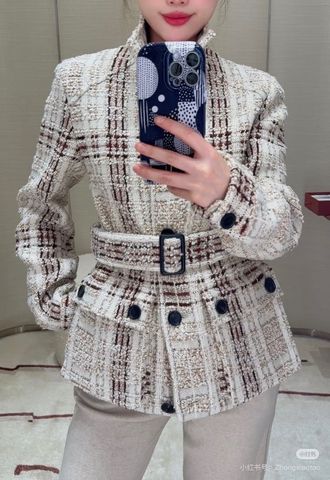 ÁO KHOÁC NỮ LP TWEED CỔ ĐỨNG THẮT EO SANG TRỌNG