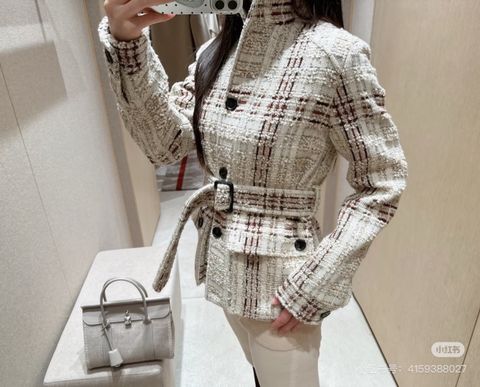 ÁO KHOÁC NỮ LP TWEED CỔ ĐỨNG THẮT EO SANG TRỌNG