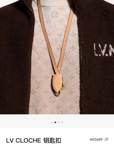 MÓC KHÓA KIÊM DÂY ĐEO CỔ NAM NỮ L V CLOCHE KEY HOLDER M03689 PHỐI DA & MONOGRAM