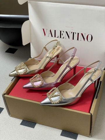 GIÀY SLINGBACK NỮ VLTN VLOGO ĐÍNH ĐÁ – MŨI NHỌN SANG SẮC, GÓT 8CM TÔN DÁNG