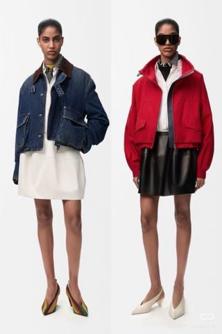 ÁO KHOÁC DENIM NỮ L W CỔ NHUNG GÂN – PHOM SHORT PARKA TRAPEZE CÁ TÍNH