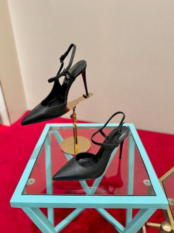 SANDAL CAO GÓT NỮ LBT 10.5CM MŨI NHỌN QUAI MẢNH THANH CẢNH 2 PHIÊN BẢN DA LỲ VÀ DA BÓNG