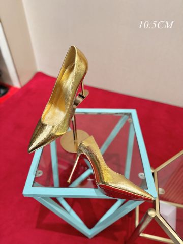 GIÀY CAO GÓT NỮ LBT 10.5CM MŨI NHỌN DA VÂN NHĂN ĐẾ ĐỎ BIỂU TƯỢNG