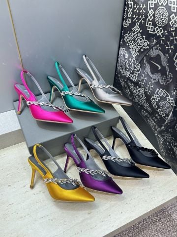 GIÀY CAO GÓT NỮ B L × M B SLINGBACK SATIN ĐÍNH PHA LÊ