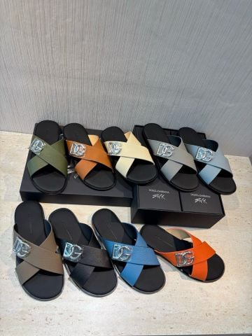 Dép Nam DG* – Cross Strap Leather Slides