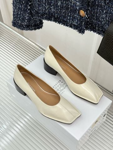 GIÀY CAO GÓT NỮ M M 6 M M PHOM VUÔNG RETRO BLOCK HEEL 4,5CM DA BÒ LỲ HIỆU ỨNG WAXED