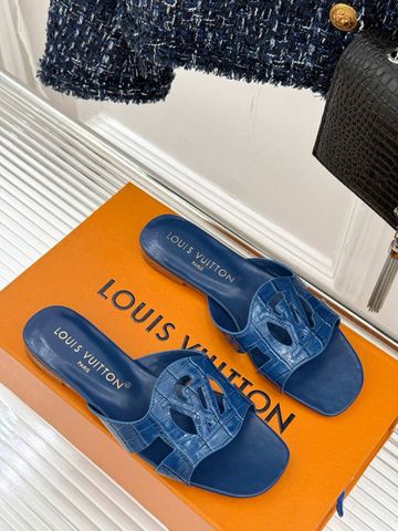 Dép nữ L*V  Sandal dập vân cá sấu
