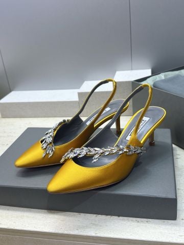 GIÀY CAO GÓT NỮ B L × M B SLINGBACK SATIN ĐÍNH PHA LÊ, GÓT 9,5CM/6CM