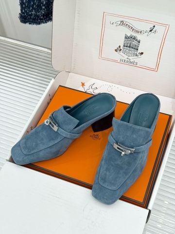 GIÀY SỤC CAO GÓT NỮ H M KELLY BUCKLE PHOM MŨI VUÔNG DA LỘN DÊ GÓT TRỤ THANH LỊCH