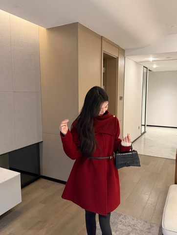 ÁO CHOÀNG NỮ CLN CỔ CAO DỆT GÂN PHỐI DẠ MỀM, THẮT EO TÔN DÁNG