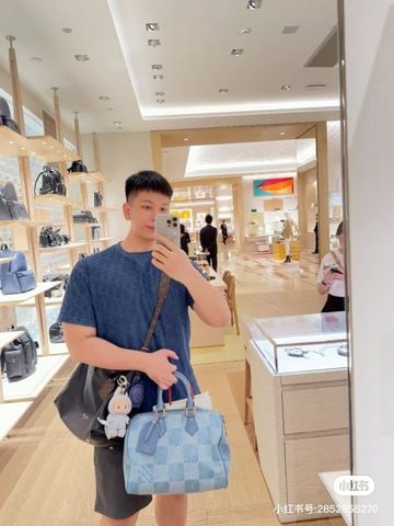 TÚI XÁCH NAM NỮ LV* SPEEDY 30 BANDOULIÈRE DENIM DAMIER 3D