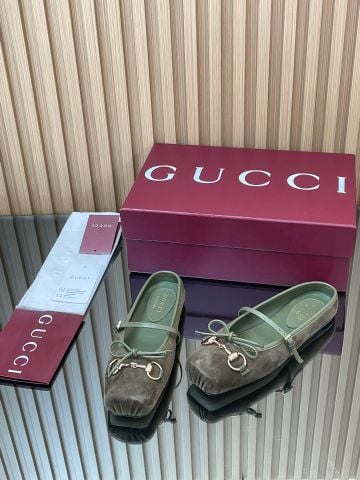 GIÀY NỮ GUCC* MULE MINI GG HORSEBIT ĐẾ BẸT – EARLY FALL 2025 - da lộn