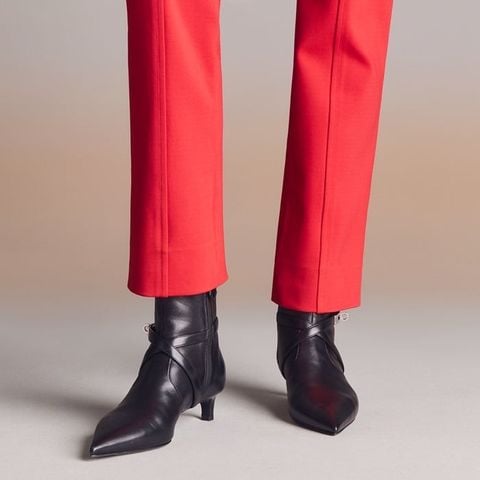 ANKLE BOOTS NỮ H M NICE 40 MŨI NHỌN – KHÓA KELLY – DA BÒ LÓT DA CỪU