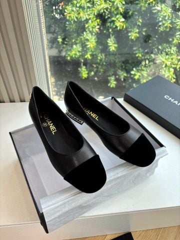 Giày nữ CHNEL*  hai tông cổ điển gót trang trí 2cm