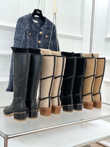 BỐT CAO CỔ NỮ H M LEISURE 50 SHEARLING PHỐI DA BÊ, THIẾT KẾ GẬP CỔ HAI KIỂU