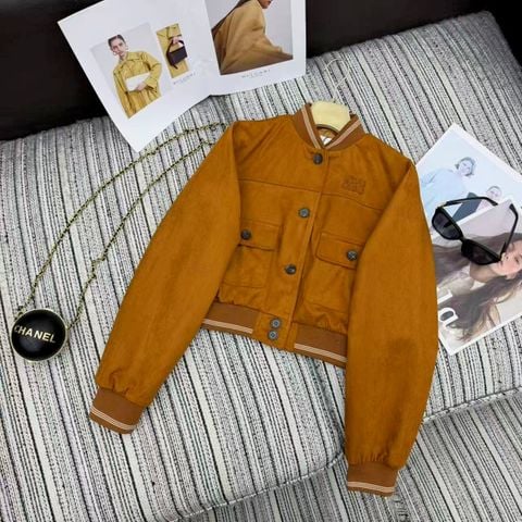 ÁO KHOÁC BOMBER NỮ MIUM* DA LỲ NGẮN DÁNG BAY TRẺ TRUNG