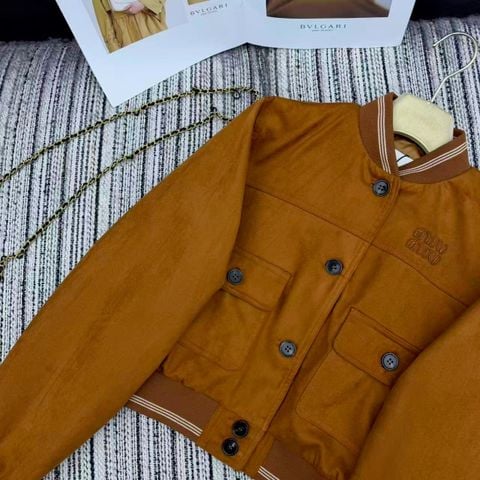 ÁO KHOÁC BOMBER NỮ MIUM* DA LỲ NGẮN DÁNG BAY TRẺ TRUNG