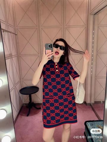 ĐẦM NỮ GUCC* HỌA TIẾT GG CỔ POLO SANG TRỌNG