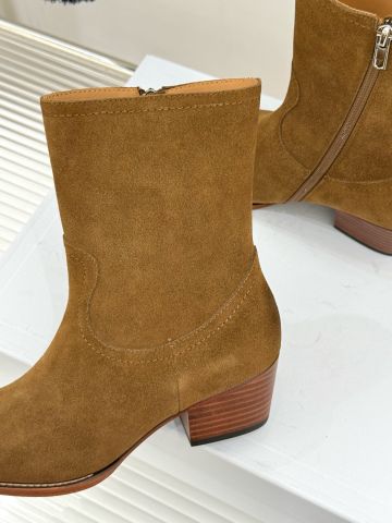 BỐT NỮ C E PHOM WESTERN MŨI BỌC KIM LOẠI, DA LỘN BÊ