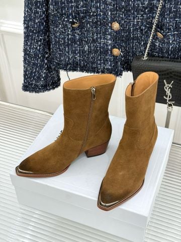 BỐT NỮ C E PHOM WESTERN MŨI BỌC KIM LOẠI, DA LỘN BÊ
