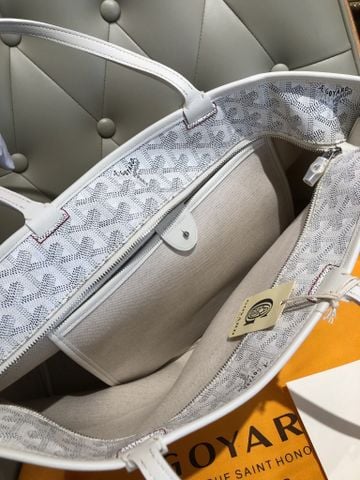 TÚI TOTE NỮ G Y ZIP-TOP PHOM TRAPEZE – COATED CANVAS HAI LỚP PHỐI DA BÒ TOP-GRAIN VÂN HẠT