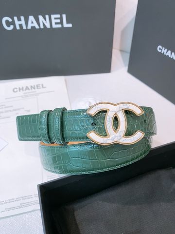 THẮT LƯNG NỮ C H DOUBLE C MARBLE BUCKLE DA BÒ DẬP VÂN CÁ SẤU BẢN 30MM