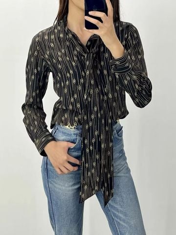 ÁO SƠ MI NỮ CELIN MẪU MỚI LỤA 100% THẮT NƠ*
