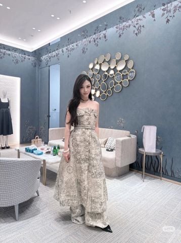 VÁY DÀI DIO QUÂY CORSET DENIM IN TOILE – PHỐI VÁY XÒE TẠO DÁNG SANG CHẢNH