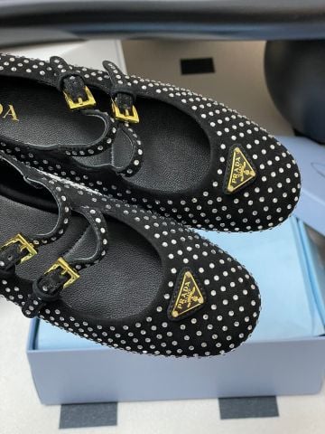 GIÀY BALLET MARY JANE NỮ PRD ĐÍNH ĐÁ LẤP LÁNH – LOGO TAM GIÁC BIỂU TƯỢNG