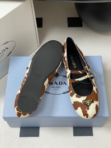 GIÀY BỆT NỮ PRD DÁNG MARY JANE PONY HAIR LOGO TAM GIÁC TÔN NÉT SANG CHUẨN Ý