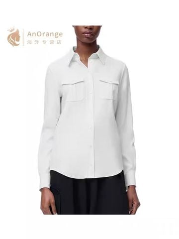 ÁO SƠ MI NỮ LOE* CỔ BẺ DÀI TAY TÚI NẮP THÊU LOGO THANH LỊCH