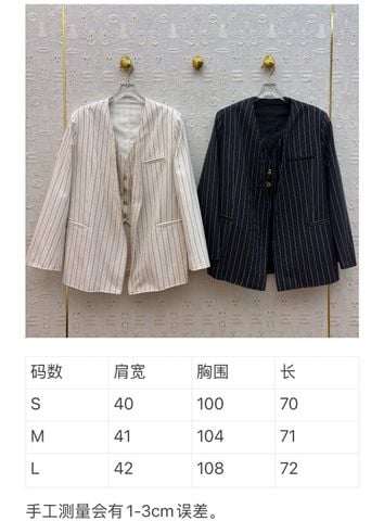 ÁO BLAZER NỮ SCHI* KẺ SỌC DÁNG SUÔNG NÚT LỆCH