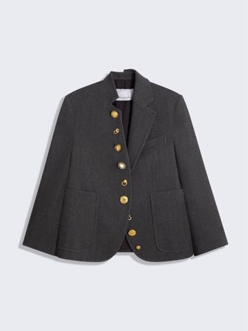 ÁO BLAZER NỮ SCHI* XÁM GHI CÚC VÀNG ĐIỂM NHẤN