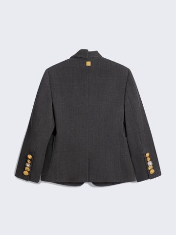 ÁO BLAZER NỮ SCHI* XÁM GHI CÚC VÀNG ĐIỂM NHẤN