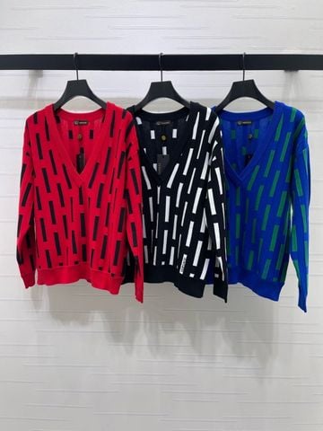 ÁO LEN NỮ V S C EMBROIDERED-LOGO WOOL KNIT V-NECK SWEATER – PURE VIRGIN WOOL