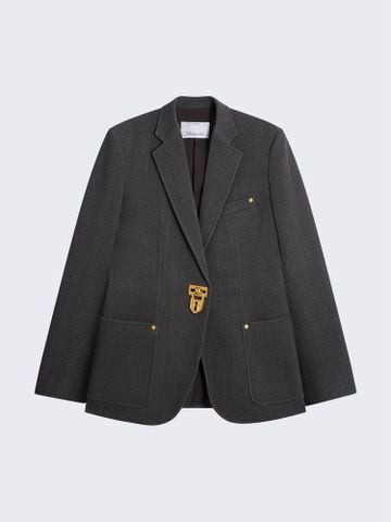 ÁO BLAZER NỮ SCHI* XÁM ĐẬM KHÓA KIM LOẠI VÀNG